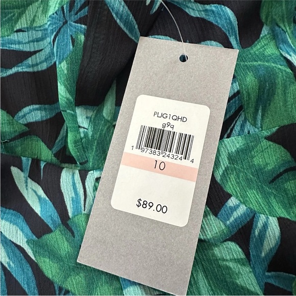 Marc New York Womens Sz 10 Short Sleeve High Low Leafy Shift Dress Resort Ruffle - Picture 16 of 16